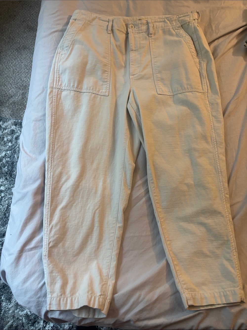 Casual women's Cotton Utility Pants - Cream style RA140 size 32